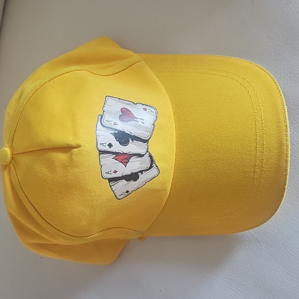 Quad Aces Unisex Poker Ball Cap in Yellow OS